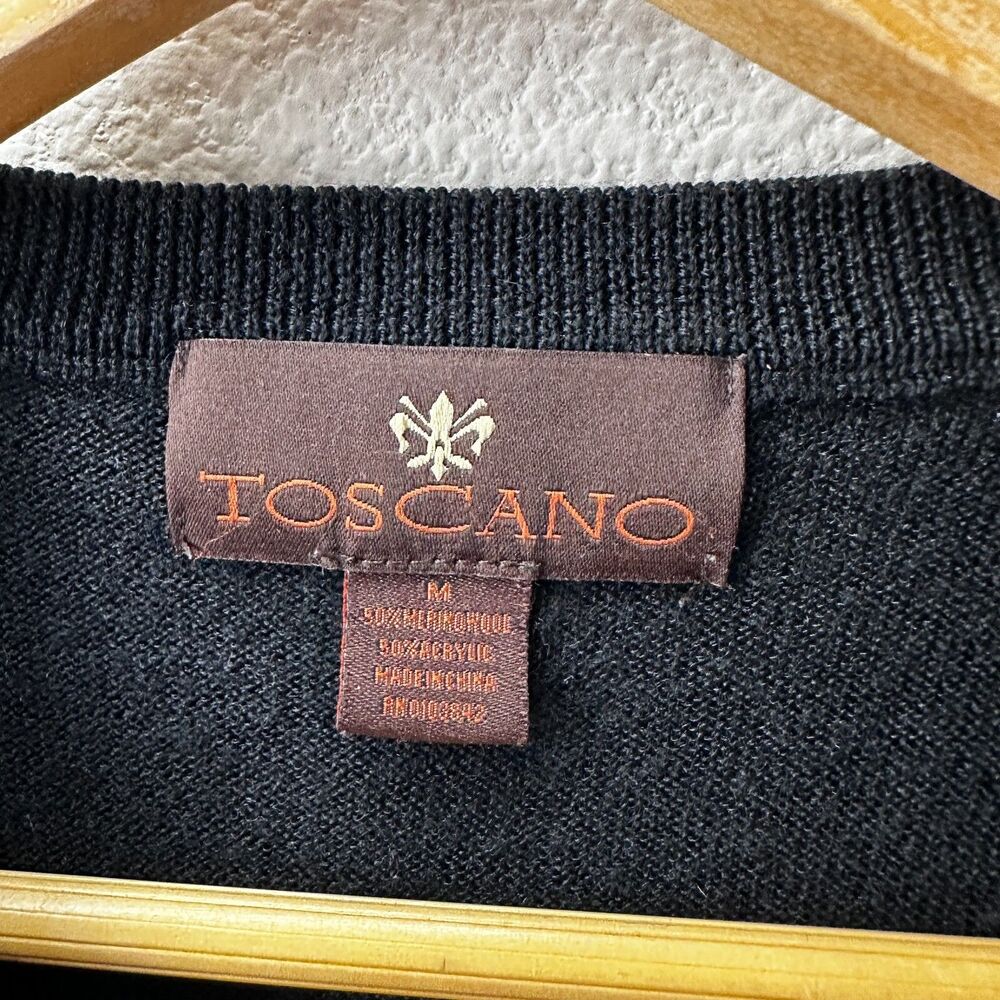 Toscano Men's Merino Wool Blend Two Tone Houndstooth Sweater Vest Medium - Picture 3 of 5